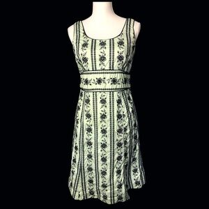 Carole Little Light green with Black Floral Embroidered Tank Dress - Size 8